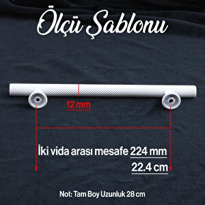 Doruk Beyaz Metal Kulp 224 Mm - 22.4 Cm Mobilya Çekmece Mutfak Dolabı Dolap Kulpları Kulbu Kulpu