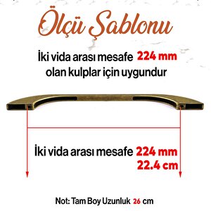 Meriç 224 Mm - 22.4 Cm Eskitme Antik Sarı Metal Mobilya Mutfak Dolabı Dolap Kulpu Kulbu Kulpları