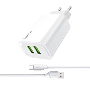2.4a Çift Usb Çıkışlı Type-c Seyahat Şarj Aleti Seti