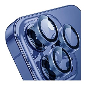 Iphone 16 / 16 Plus İle Uyumlu Darbeye Dayanıklı Safir Kamera Lens Koruyucu Mavi