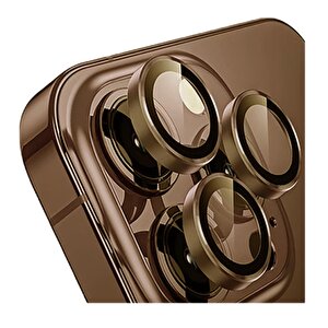 Iphone 16 Pro / 16 Pro Max İle Uyumlu Darbeye Dayanıklı Safir Kamera Lens Koruyucu Çöl Rengi