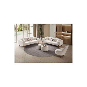 AK SOFA Kaya Koltuk Takimi 3+3+1 Kırık Beyaz