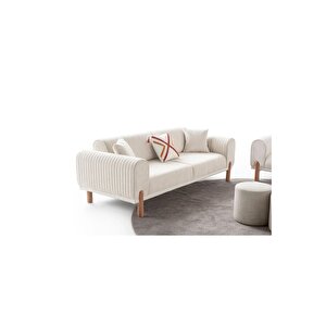 AK SOFA Kaya Koltuk Takimi 3+3+1 Kırık Beyaz