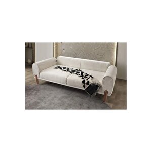 AK SOFA Kaya Koltuk Takimi 3+3+1 Kırık Beyaz