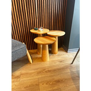 Mushroom Ahşap Natural Mantar Zigon Sehpa