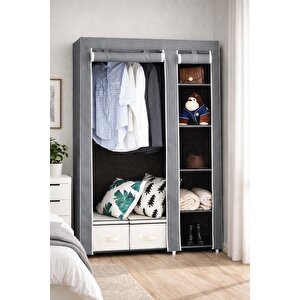 Tek Yandan Raflı Askılı Dayanıklı Bez Dolap