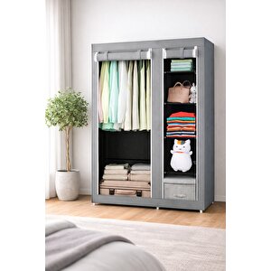 Tek Yandan Raflı Askılı Dayanıklı Bez Dolap