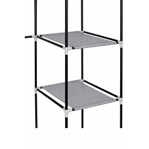 Tek Yandan Raflı Plastik Bez Dolap - Gri