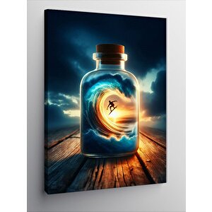 Kanvas Tablo Şişe Işık Ve Sörf 50x70 cm