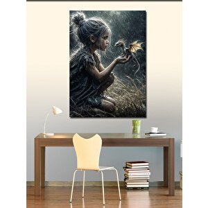 Kanvas Tablo Işıklı Kız Ve Ejderha 70x100 cm