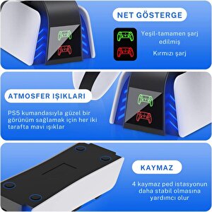 Cosmostech Ps5 Controller Charger dock Joystick Hızlı Şarj İstasyonu Led Göstergeli yh-54