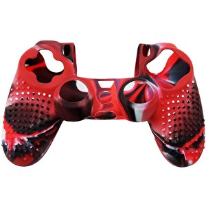 Cosmostech Ps4 Controller Joystick Oyun Kolu Gamepad Uyumlu - Silikon Koruyucu Cover Kırmızı Kamuflaj