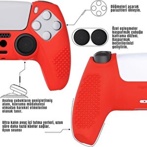 Cosmostech Ps4 Controller Joystick Oyun Kolu Gamepad Uyumlu - Silikon Koruyucu Cover Kırmızı