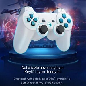 P3 Doubleshock Ps3 Playstation 3 Için Uyumlu Kablosuz Titreşimli Oyun Kolu Gamepad Joystick Controller Beyaz