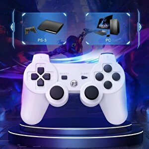 Cosmostech P3 Doubleshock Ps3 Playstation 3 Için Uyumlu Kablosuz Titreşimli Oyun Kolu Gamepad Joystick Controller Beyaz