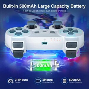 Cosmostech P3 Doubleshock Ps3 Playstation 3 Için Uyumlu Kablosuz Titreşimli Oyun Kolu Gamepad Joystick Controller Beyaz