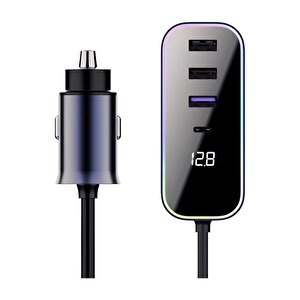 Araba Çakmak Şarj Cihazı 105w 4 Portlu Süper Hızlı Fast Car Charger, Type-c - 3 Usb