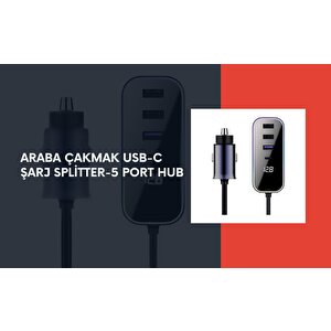 Cosmostech Araba Çakmak Şarj Cihazı 105w 4 Portlu Süper Hızlı Fast Car Charger, Type-c - 3 Usb