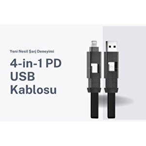 Cosmostech 4 In 1 Pd Usb Şarj Data Kablosu 60w 3a Hızlı Şarj Ve 480mb/s Iphone Usb Type C Ve Xiaomi Samsung Huawei Uyumlu