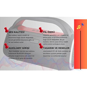 Cosmostech Dy-18 Kablosuz Bluetooth Speaker Hoparlör, Taşınabilir, Yüksek Ses Kalitesi