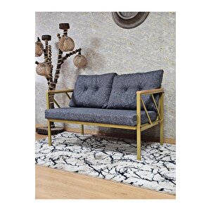 İkili Gold Boyalı Bahçe - Balkon - Mutfak Çay Seti Takımı Bahçe Koltuk Takımı