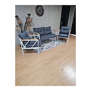 Beyaz Boyalı Bahçe - Balkon - Mutfak Çay Seti Takımı Bahçe Koltuk Takımı