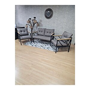 Siyah Boyalı Bahçe - Balkon - Mutfak Çay Seti Takımı Bahçe Koltuk Takımı