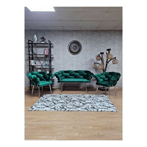 Krom Kaplama - Yeşil Döşeme | Balon Çay Seti | Balkon Koltuk | Berjer | Balkon Çay Seti