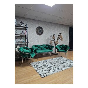 Krom Kaplama - Yeşil Döşeme | Balon Çay Seti | Balkon Koltuk | Berjer | Balkon Çay Seti