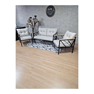 Siyah Boyalı Bahçe - Balkon - Mutfak Çay Seti Takımı Bahçe Koltuk Takımı