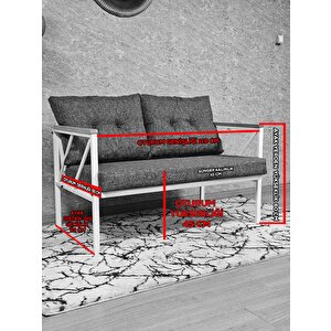 İkili Beyaz Boyalı Bahçe - Balkon - Mutfak Çay Seti Takımı Bahçe Koltuk Takımı