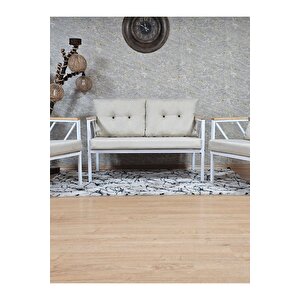 Beyaz Boyalı Bahçe - Balkon - Mutfak Çay Seti Takımı Bahçe Koltuk Takımı