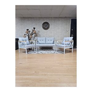 Beyaz Boyalı Bahçe - Balkon - Mutfak Çay Seti Takımı Bahçe Koltuk Takımı
