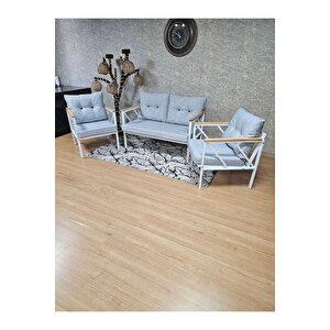 Beyaz Boyalı Bahçe - Balkon - Mutfak Çay Seti Takımı Bahçe Koltuk Takımı