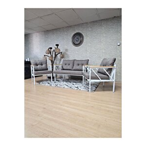 Beyaz Boyalı Bahçe - Balkon - Mutfak Çay Seti Takımı Bahçe Koltuk Takımı