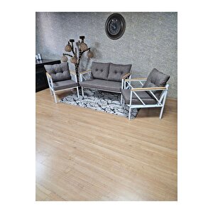 Beyaz Boyalı Bahçe - Balkon - Mutfak Çay Seti Takımı Bahçe Koltuk Takımı