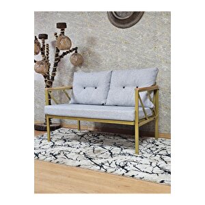 İkili Gold Boyalı Bahçe - Balkon - Mutfak Çay Seti Takımı Bahçe Koltuk Takımı
