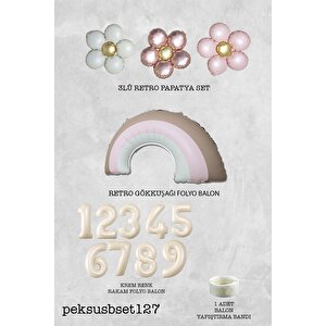 Retro Papatya Retro Pembe Gökkuşağı Tema Yaş Balonlu Doğum Günü Balon Seti 3