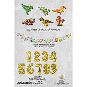 Dinazor Tema Doğum Günü Balon Zinciri Seti Yaş Doğum Günü 6lı Dinozor Balon Banner Seti