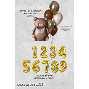 Retro Ayı Tema Yaş Balonlu Doğum Günü Balon Zinciri Seti Büyük Yaş Balonlu 1