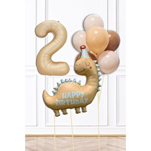 Retro Dinazor Tema Yaş Balonlu Doğum Günü Balon Zinciri Seti Retro Dinozor Konsept 7