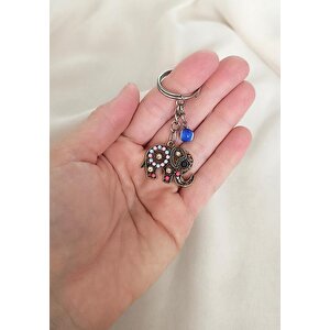 Anahtarlık Cam Nazar Boncuklu Hayat Ağacı Fil Çanta Cüzdan Süsü Aksesuar