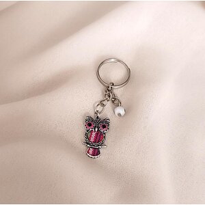 Anahtarlık Cam Nazar Boncuklu Baykuş Model Çanta Cüzdan Süsü Aksesuar