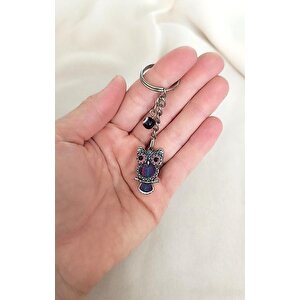 Anahtarlık Cam Nazar Boncuklu Baykuş Model Çanta Cüzdan Süsü Aksesuar