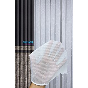 Simple Dahlia 1x3 Sık Pile Dökümlü Tül Perde Kırık Beyaz - Kırışmaz - Ütü Gerektirmez 180x190 cm