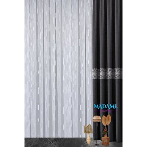 Butterfly Kırık Beyaz 1x3 Sık Pile Tül Perde - Kırışmaz Ütü Gerektirmez 400x265 cm