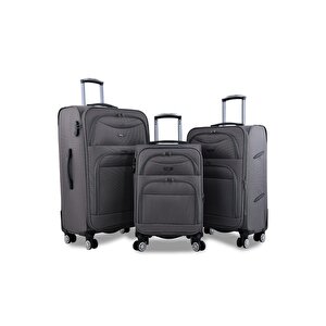 Gri Unisex 3'lü Valiz Seti Fsl010 4 Tekerlekli
