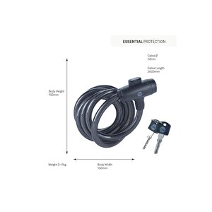 Essential Kablolu Bisiklet Kilidi 12mm  Anahtarlı