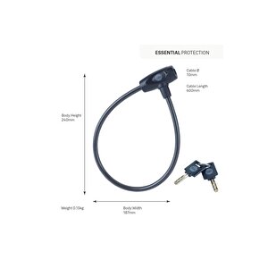 Essential Kablolu Bisiklet Kilidi 10mm  Anahtarlı