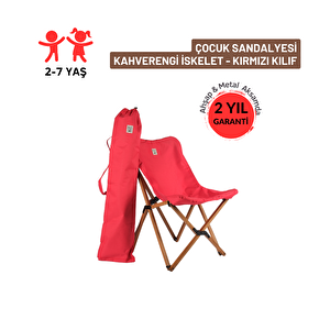 Kids Katlanir Ahşap Kamp & Bahçe Sandalyesi̇ Kirmizi İskelet – Kirmizi Kilif